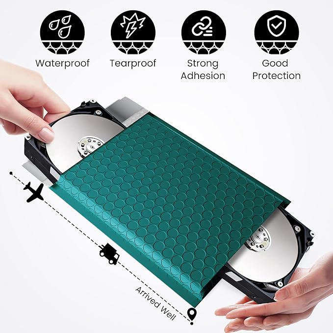 Fuxury Bubble Mailer 6x10 Inch Bubble Mailers 50 Pack Thick Padded Envelopes Usable Size 6x9" Water Resistant Mailers Shipping Envelopes for Small Business Mailing,Bulk Forest Green #0