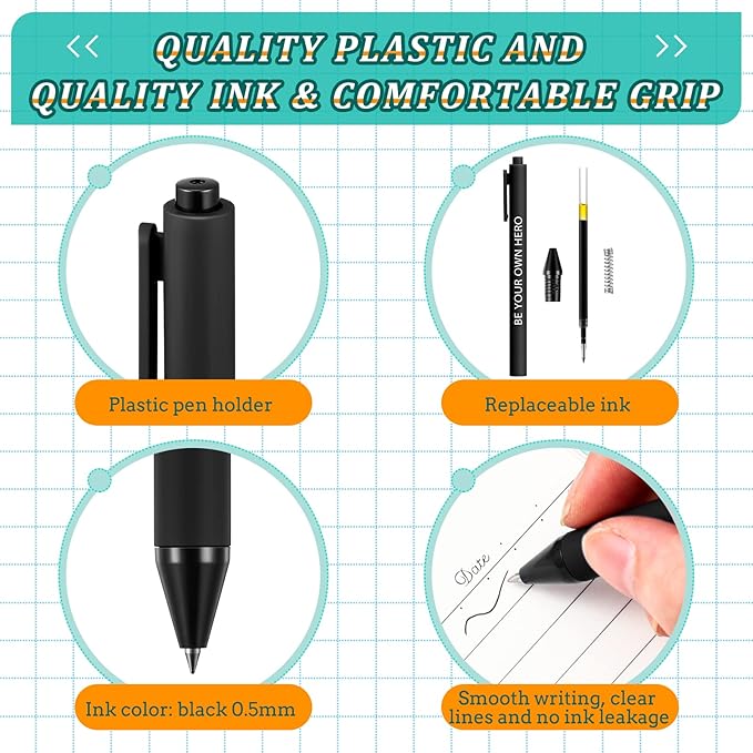 50 Pcs Gel Ink Pens Motivational Inspirational Quote Pen Retractable Rolling Ball Smooth Writing for Coworkers Supplies Office Home(Assorted Color,Motivational)