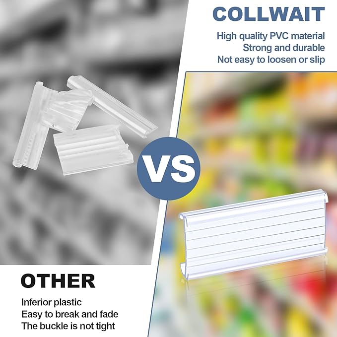 30 Pcs Label Holder Shelf Labels, Wire Shelf Label Holder with Label Paper Inserts, Shelf Labels for Wire Shelving, Metro Shelving Clips Plastic Label Holder Compatible with 1-1/4in Shelves