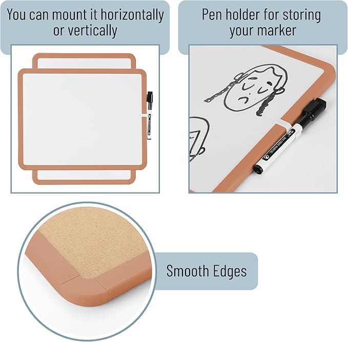 Mr. Pen- Dry Erase Board, 14” x 11” with a Black Dry Erase Marker, Sandstone Color Frame, Small White Board, White Board for Kids, White Board for Students, Small Dry Erase Board, Mini White Board