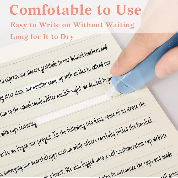 Temiary 6Pcs Mini White Out Tapes for Instant Correction, Cute Whiteout for Writing, Aesthetic Correction Tape Set Easy To Use for Students School Office Supplies (Blue)