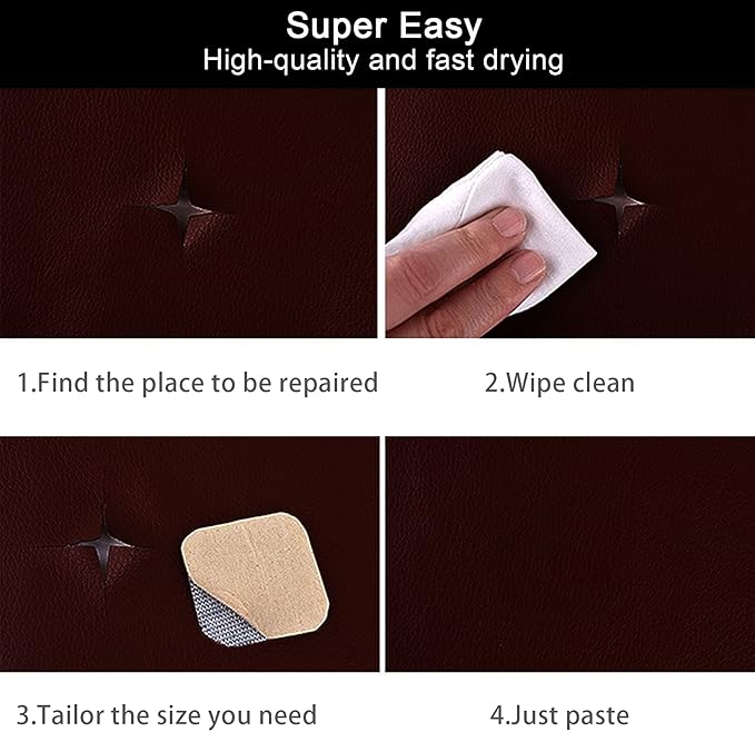 CHEIGHY Leather Repair Patch for Couches Self-Adhesive Leather Repair Tape kit for Furniture Sofa Vinyl Car Seats Couch Chairs Shoes Down Jackets (Brown, 17X79 inch)