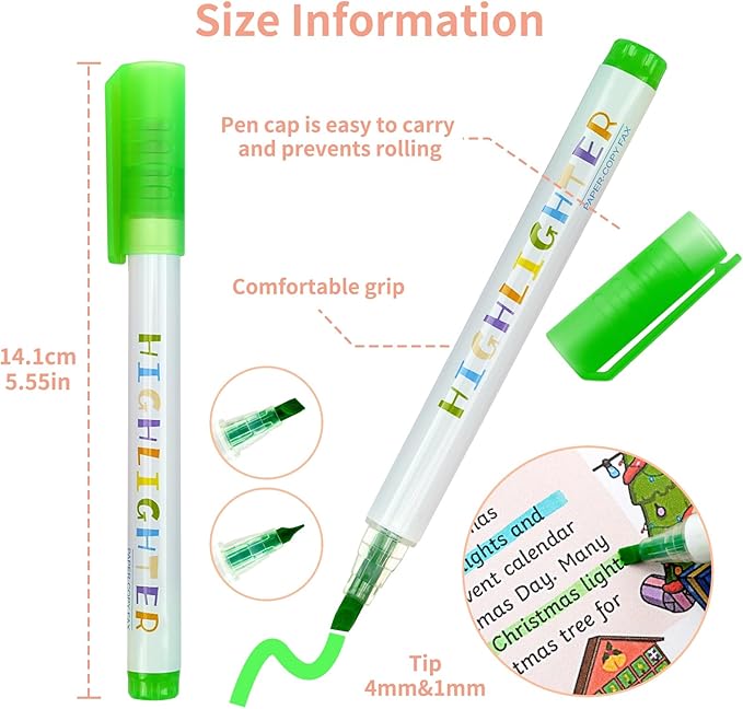 6 Pack Bright Cute Highlighters Set, 5 Fluorescent Colors,2pcs of yellow,Chisel Tip, No Bleed Bible, Quick Dry Ideal Highlighter Set great for Organizing And Coloring School Supplies