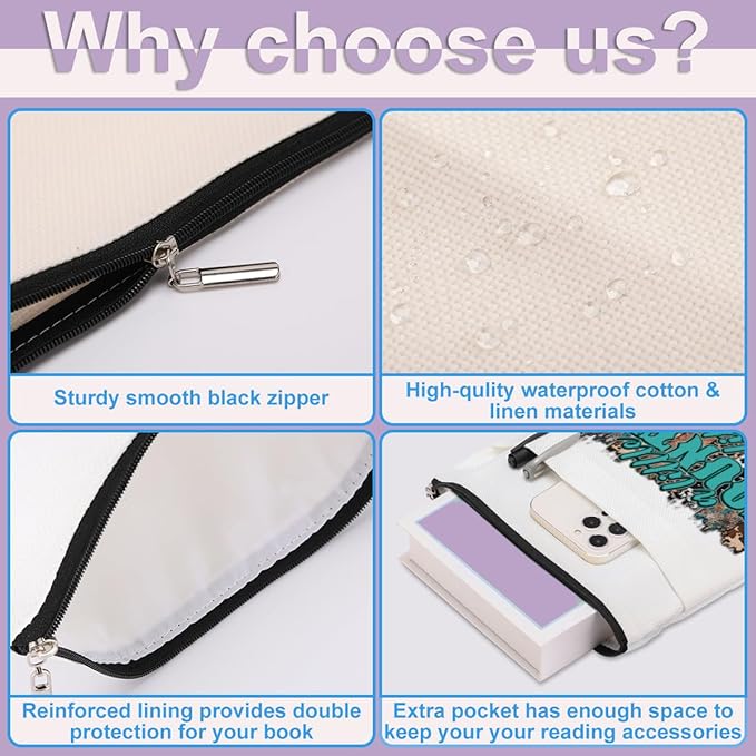 Inspirational Western Faith Christian Gifts Book Sleeve Book Cover Religious Cowgirl Accessories for Women Doctor BFF Friendship Christmas Birthday Book Lovers Gifts Book Protector with Zipper