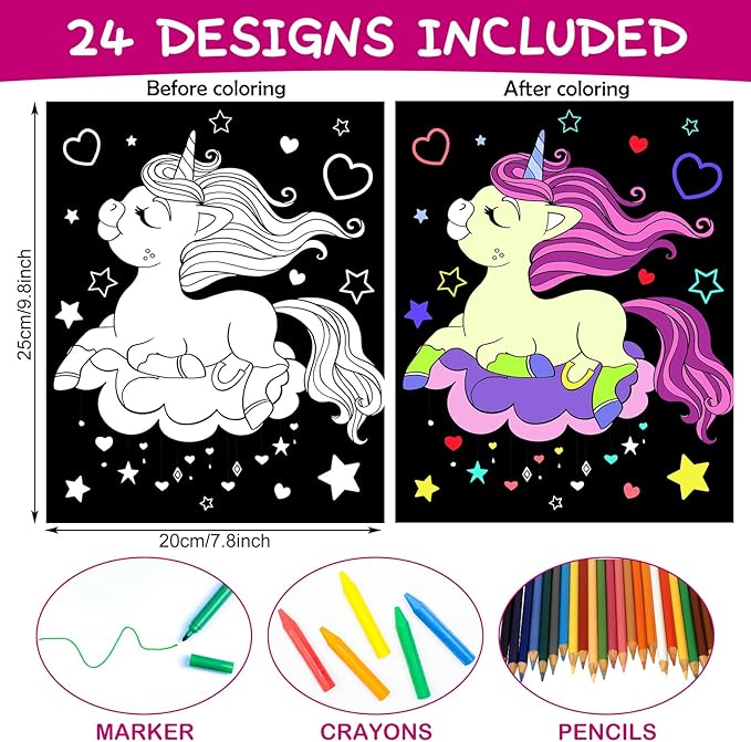 Zhanmai 48 Pcs Little Horse Velvet Coloring Posters for Kids Fuzzy Felt Coloring Sheets Pages DIY Craft Project for Adults Family Time to Color and Share
