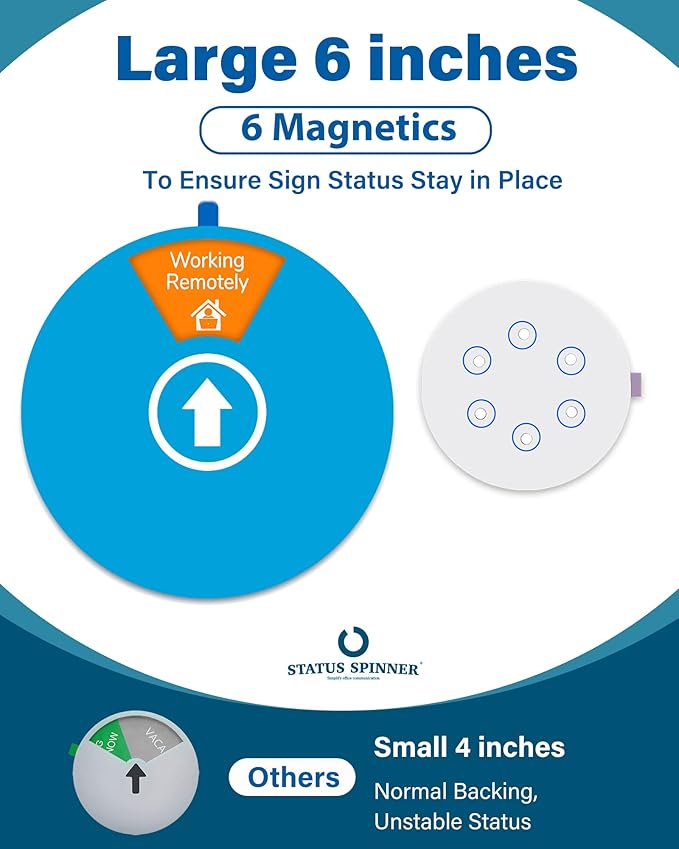 Out Of Office Sign for Door, 6 Options Status Private Sign, In a Meeting, Do Not Disturb, Working Remotely, In Out Sign Available and Away