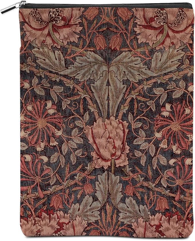 Vintage Flower Book Sleeve Book Lovers Gifts Autumn Style Waterproof Book Cover Book Accessories Book Covers for Paperbacks Book Pouch Book Protector with Front Pocket for Women Girls Readers Coworker