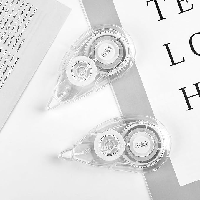 Correction Tape, Easy To Use Applicator for Instant Corrections Wrong Writing At Any Time, For school, Office (White, 12pack, 6M/256" x 0.2")