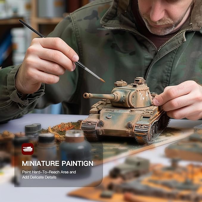 Kolinsky Sable Miniature Paint Brushes, Fuumuui 5pcs Professional Detail Fine Paint Brushes for Citadel, Vallejo, DND, Models - Sable Brushes for Watercolor, Gouache, Round #00000, #00, #0, #1, #3