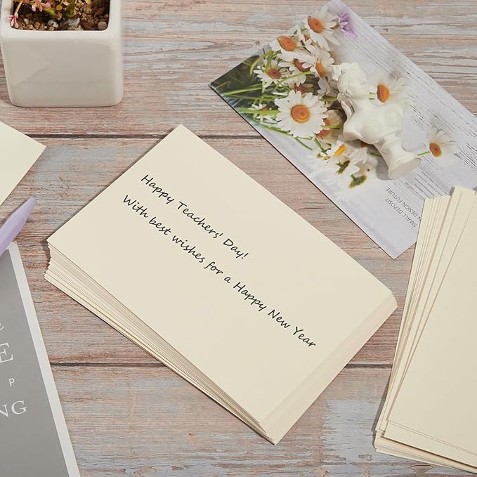 50 Sheets Blank Cardstock Paper 250 GSM Thick Heavy Cards Stock for DIY Art Projects, Card Making, Postcards, Greeting Cards, Birthday Party, Wedding Invitations (Cream, 4x6 inches)