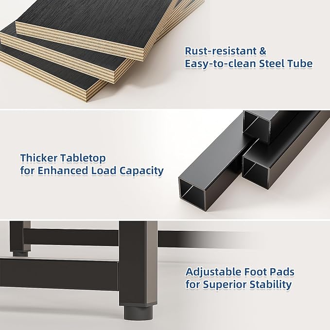 Printer Stand Holder 4 Tier - Heavy Duty Metal Shelving Unit for Printer Shelf Office Organizer, Industrial Printer Side Table with Wood Desk for Scanner Fax Machine, Black