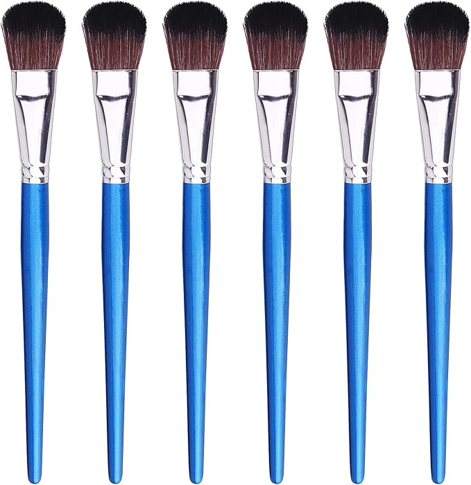 1 Inch Mop Brush for Acrylic Painting, 6 Pieces Oval Blending Brushes for Acrylic Painting with Short Wooden Handle for Acrylic, Gouache，Watercolor