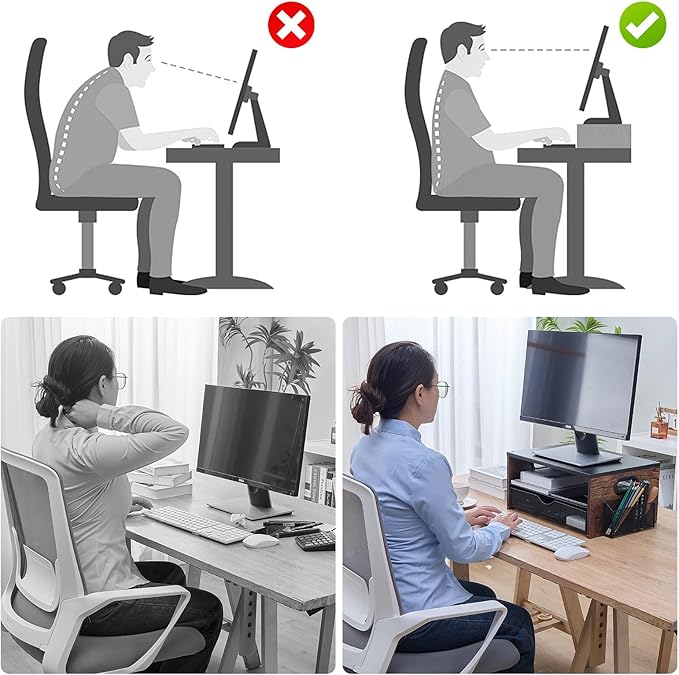 Printer Stand,Desktop Printer Stand with 2-Tier Storage Shelves for Home Office，Desk Organizer with Drawer and 2 Pen Holders for Fax Machine Scanner Files