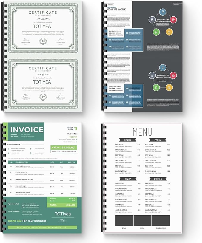 TOTiyea 19 Ring Plastic Binding Combs,1 Inch Diameter,200 Sheet Capacity, Letter Size, Black Comb Binding Spines (10 Pack)