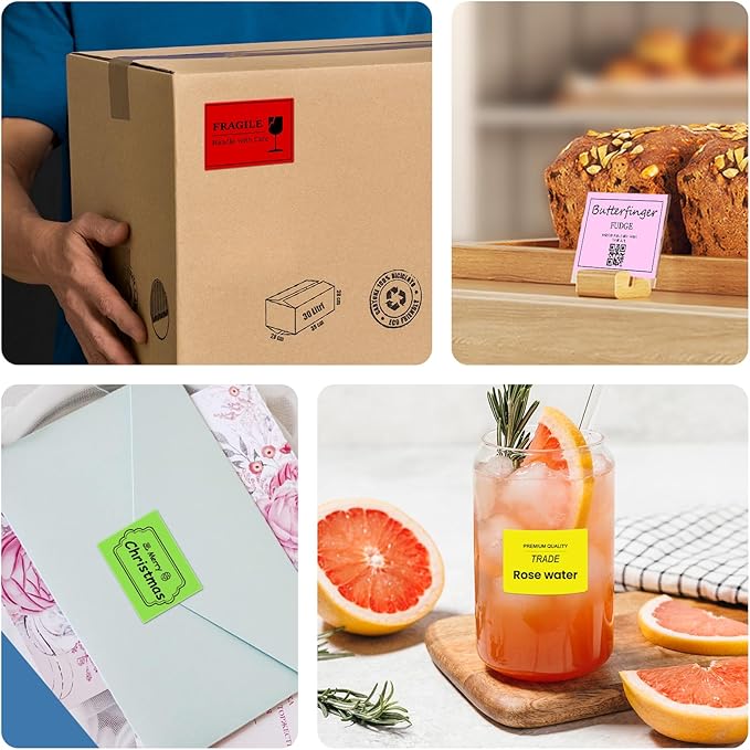 CLABEL Thermal Label 1.57'' x 1.18'' (40x30mm) Self-Adhesive Stickers for 220B/221B/230B Label Maker 330 Labels/Roll Black Text on Blue Paper in Stronger Waterproof Tear-Resistant for Business Home