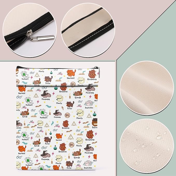 Magic Stuff Cat Gifts Book Sleeve Book Cover Book Lovers Gifts Book Club Gifts Wizard Book Protector Cat Lover Gifts Book Gifts for Readers Women Magic Movie Fans Librarian Graduation Birthday Gifts