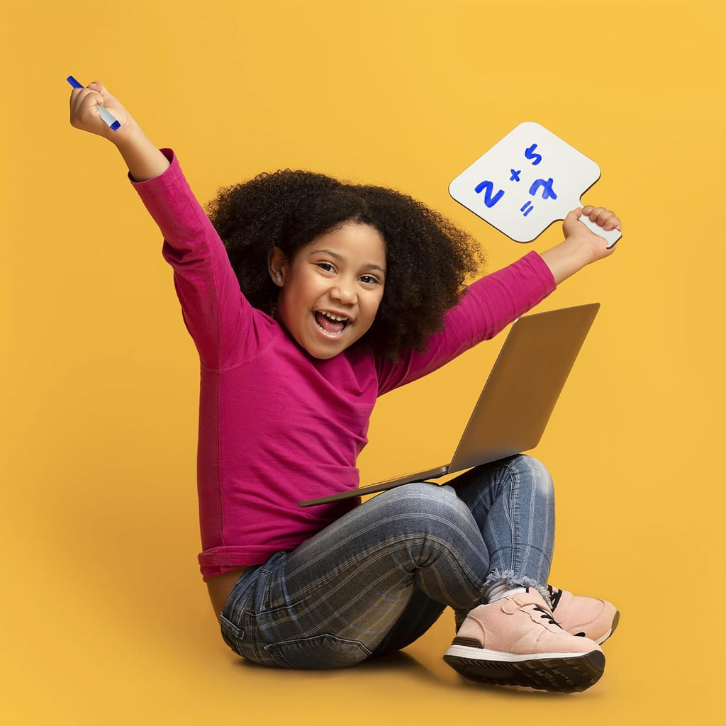 Flipside Products Rectangular Dry Erase Answer Paddle w/Dry Erase Markers and Erasers, 36 Pieces, Auction, Handheld Whiteboard, Handle Response Board, Classroom Dry Erase, Set of 12