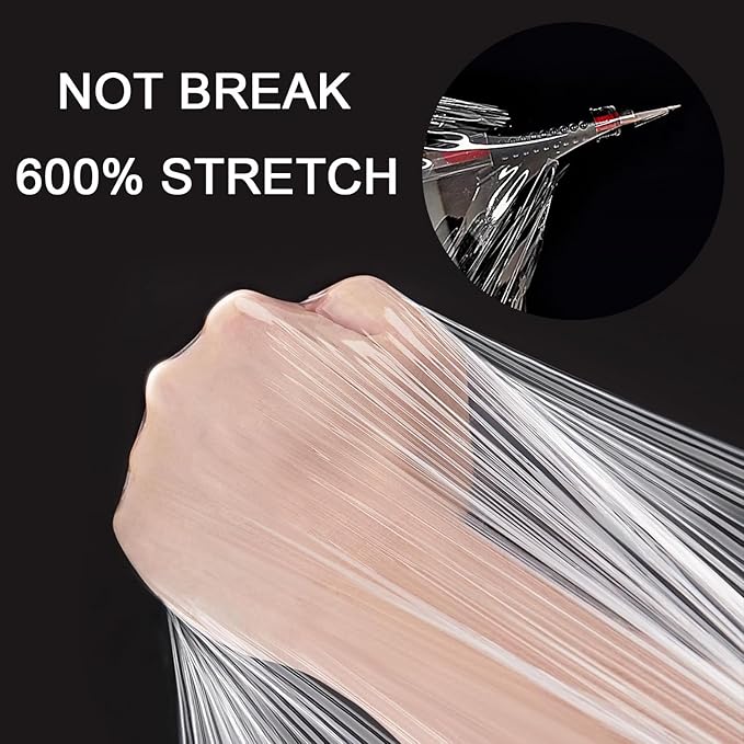 CHUANGSEED Stretch Film 12 in x 1000 ft Moving Wrapping Plastic Shrink Film Strength Stretch 80 Gauge Durable Industrial Strength,Clear,4 Pack