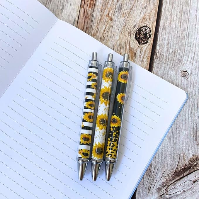 10PC Sunflower Pens Sunflowers Pen for Women Teacher Appreciation Gifts Work Office Desk Classroom Decor Supplies Stationary Set Accessories Party Favors Theme for Writing Journal Planning Notepad