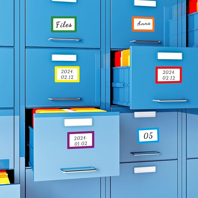 Removable Name Tags, 3 1/2" x 2 1/4", 6 Colors 120 Waterproof Name Badges for Office,School,Classroom and Home