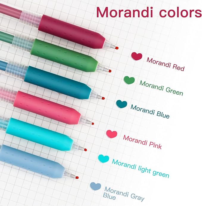 Morandi Journal Planner Pens Colorful 0.5mm Markers Fine Tip Drawing Pens Porous Fineliner Pen for Bullet Journaling Writing Note Taking Coloring Art Office School Supplies (6 Morandi colors)