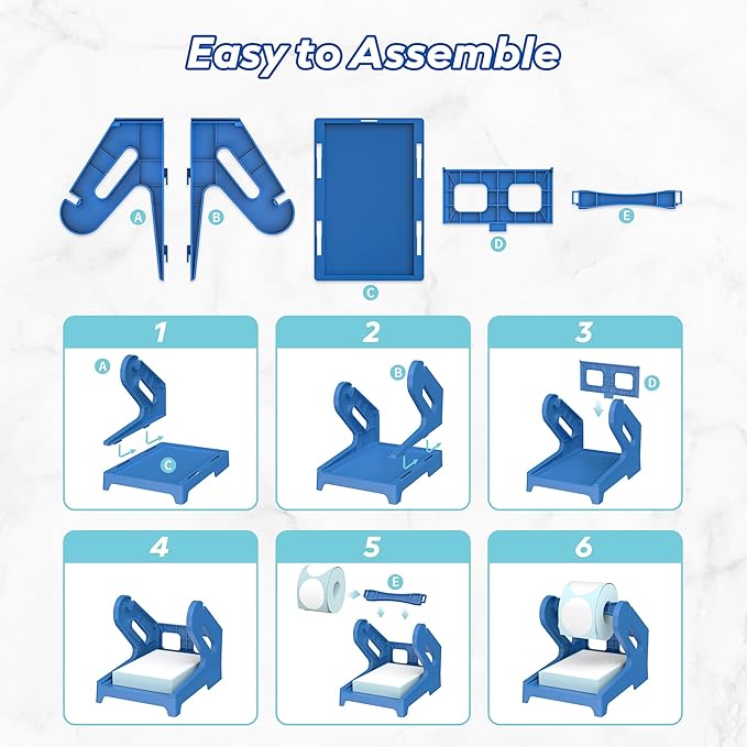 Label Holder Thermal Shipping Label Holder for Rolls and Fanfold Labels Stand Desktop Printer DIY Accessory Business Supplies for Home, Office(Blue)