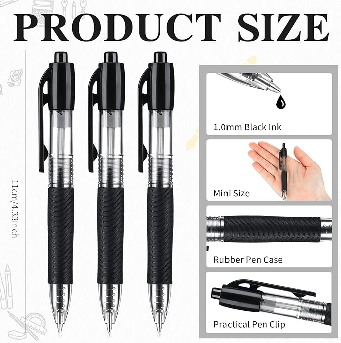 24 Pack Mini Ballpoint Pens Small Pocket 1.0mm Black Ink Pens Short Pen for Badge Office School Teacher Classroom Student Gifts