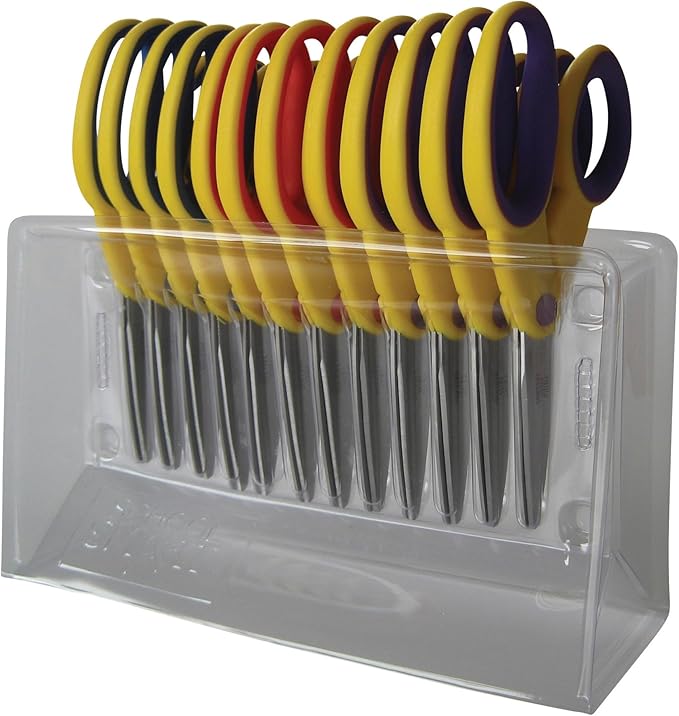 School Smart Pointed Tip Kid's Scissor, 5 Inch, Assorted Colors, Pack of 12