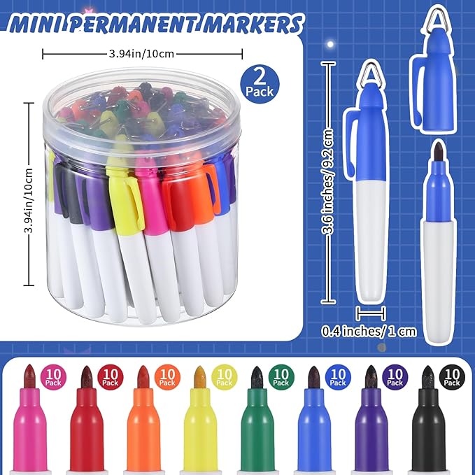 Ctosree 80 Pcs Mini Markers for Nurses Badge Mini Markers with Golf Keychain Clips Golf Ball Point for Office Classroom Supplies(Permanent)