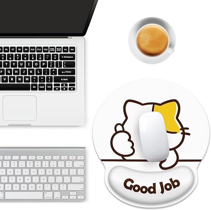 Ergonomic Mouse Pad with Wrist Support,Good Job Cat Mouse Pad with Wrist Rest,Relieve Wrist Pain Mousepad Non-Slip Rubber Base,Mouse Pads for Desk,Computers,Laptop,Office,Home,Accessories