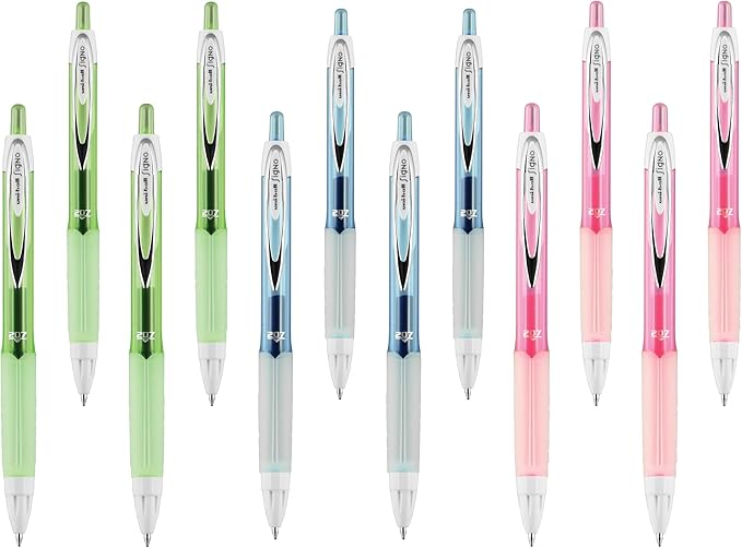 Uni-Ball Signo 207 Colors Gel Pens 12 Pack, Assorted 0.7mm Medium Gel Ink Pens For Smooth Writing