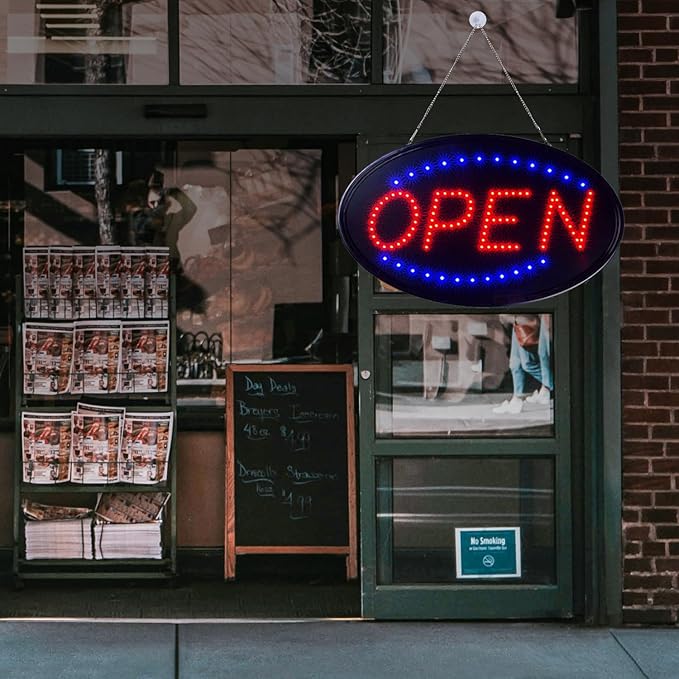 KEBE LED Open Sign, High Visibility Advertisement Board Bright Electric Display Sign Flashing Light for Walls Business Window Bar Shop Hotel, 23" x 14"