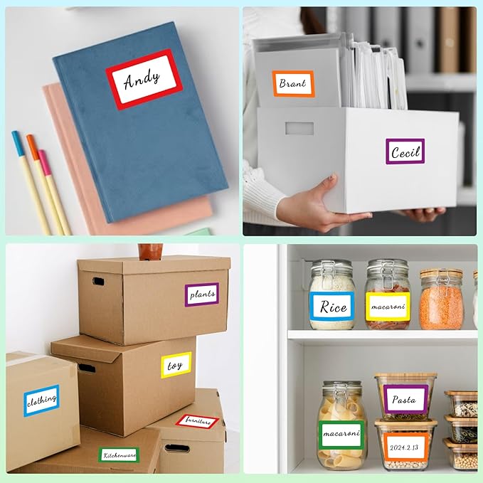 Removable Name Tags, 3 1/2" x 2 1/4", 6 Colors 120 Waterproof Name Badges for Office,School,Classroom and Home