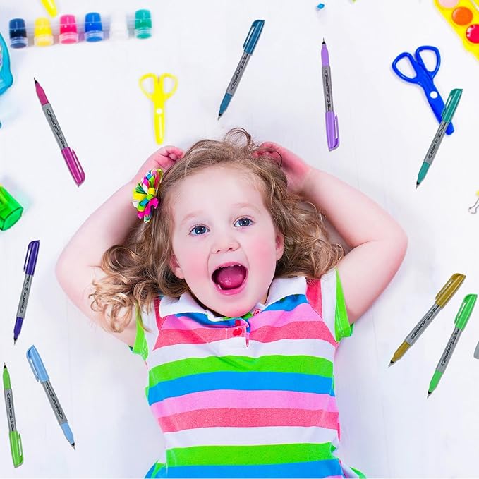 Permanent Markers, Ultra Fine Point Markers Set,48 Assorted Colors Work on Wood, Plastic, Paper, Metal, Stone, Glass for the Artist、Kids、Adult, 48 Count