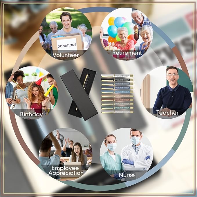 PerKoop 10 Set Thank You Gifts Inspirational Ballpoint Pens with Gift Boxes Bulk Appreciation Party Favors for Employee Coworker Staff Team Friends Office Supplies(Macaron,Reminder)