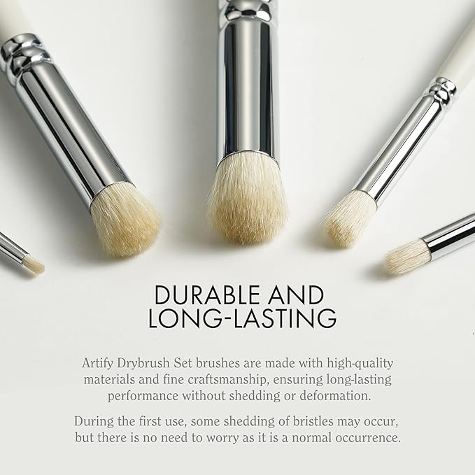 ARTIFY Drybrush Set with Dampening Pad and Brush Soap: 5 Sizes Professional-Grade Dry Brush for Effortless Miniature & Model Painting - Hobby Paint Brushes for Tabletop & Wargames Miniatures