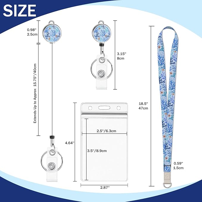 Giancomics Lanyards for Cruise Ships Cards Key, Seaweed Lanyards with Retractable Badge Reel, Cute Waterproof ID Badge Holder with Lanyard Cruise Essentials Must Haves Zip Type Card Protector 2 Pack