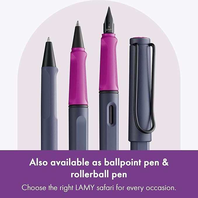 LAMY safari pink cliff - Fountain Pen with ergonomic grip & polished steel nib in size F - ideal for any Writing & Calligraphy - including LAMY T 10 blue cartridge - Right-Handed