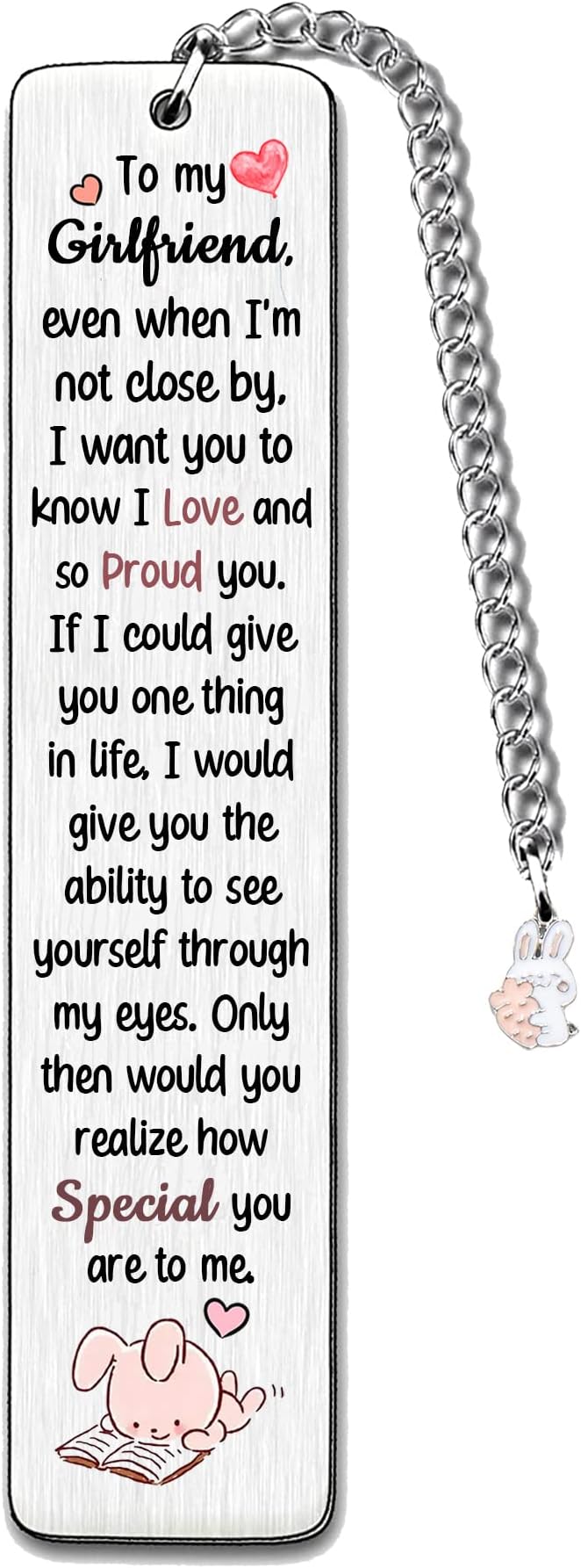 Girlfriend Bookmarks Birthday Gift Woman Christmas Encourage Bookmark Valentines Day Distance Miss You Rabbit Present Appreciate Engagement Love Reminder Keepsakes Sweet I Love Proud of You for Her