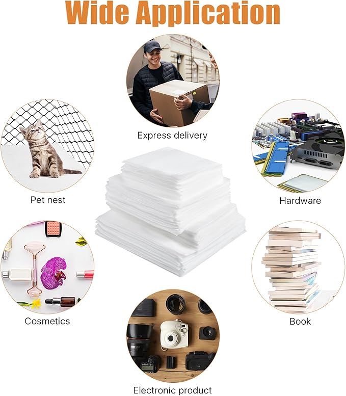 100 Pcs Foam Pouches, 4 Size Thicken Cushion Foam Pouches, Packing Moving Supplies Foam Sheets for Packing with Fragile Labels (14 x 14 Inch, 12 x 12 Inch, 12 x 7.5 Inch, 7.5 x 7.5 Inch)