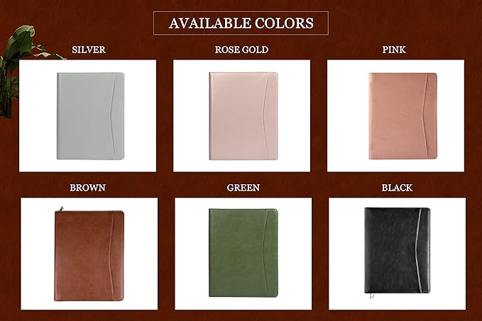 Personalized Leather Portfolio Padfolio with Zipper, Professional Business Portfolio with A4/US letter Writing Pad holder for Resume, Interview, Leather Portfolio for Men and Women, Black, Customized