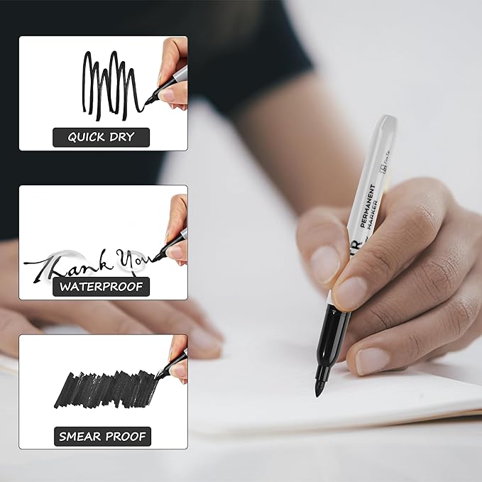 Permanent Markers Bulk with Fine Tip, Bulk Pack of 84 with Black, Works on Plastic,Wood,Stone,Metal and Glass for Doodling, Coloring as Office, School Supplies