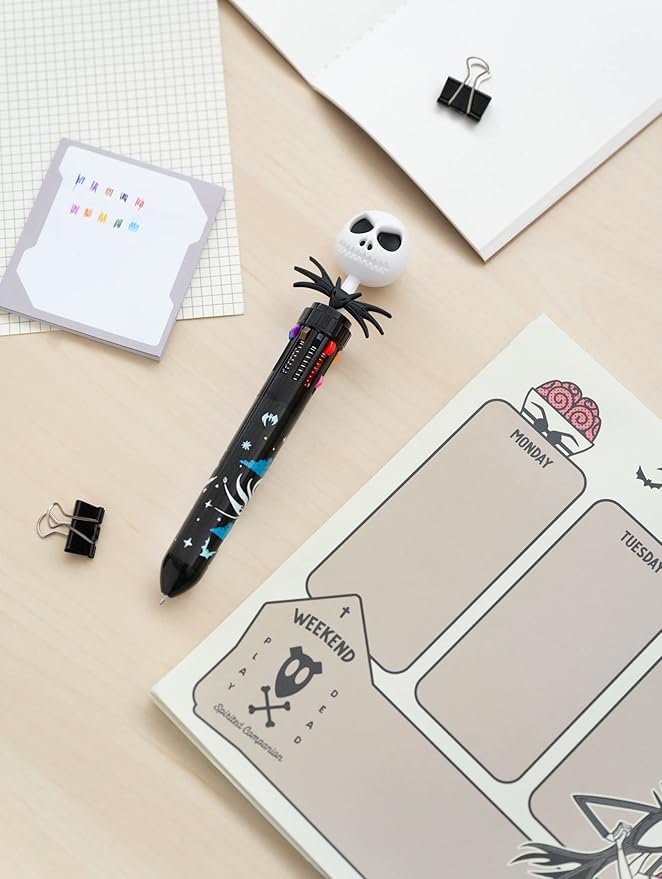 Grupo Erik Disney Pen - The Nightmare Before Christmas | 10 in 1 Ballpoint Pen with 3D Jack Skellington Topper | Nightmare Before Christmas Gifts | Disney Gifts | Disney Pen