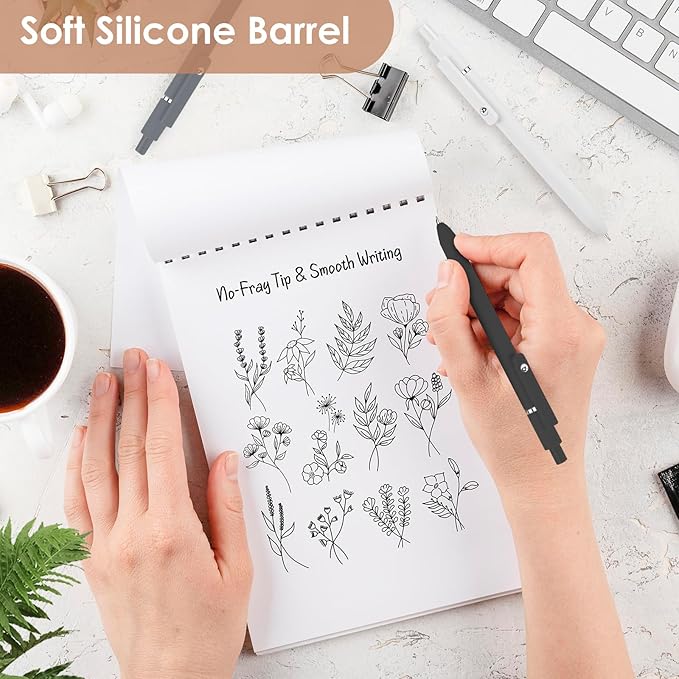 Easter Basket Stuffers for Men, College School Supplies, 0.5mm Black Ink Pens for Journaling, Cool Stuff Gifts for Dad Boyfriend, Birthday Gifts for Men, Valentines Stuff (6pcs Black Gray White)