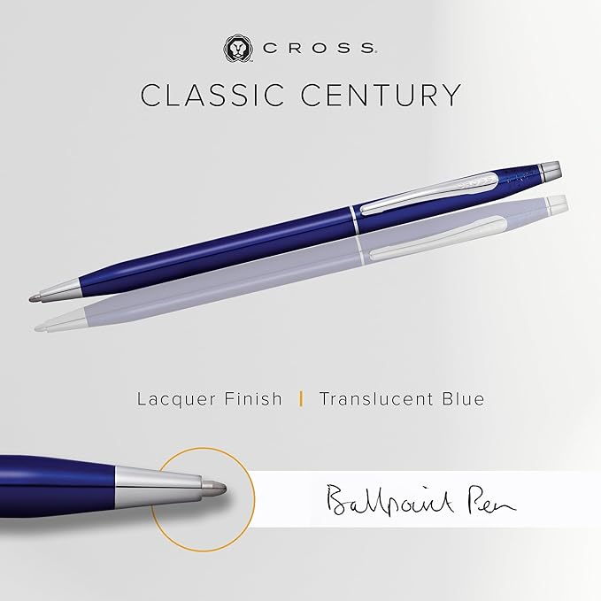 Cross Classic Century Refillable Ballpoint Pen, Medium Ballpen, Includes Premium Gift Box - Translucent Blue Lacquer