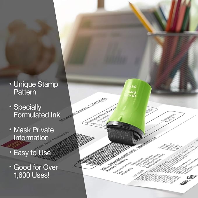 Guard Your ID Wide Advanced Roller 2.0 Identity Theft Prevention Security Stamp Green