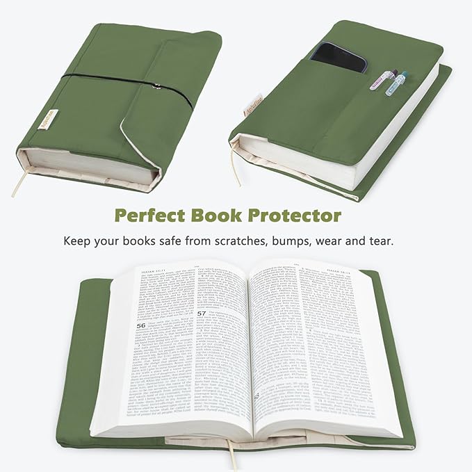 Canvas Book Covers, Washable Book Protector, Book Cover for Paperback Novels, Adjustable Book Cover for Hardcover with Pockets for Pen, Soft Cover Books, Book Lovers Gifts