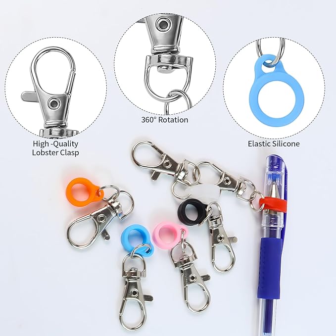 6PCS Retractable Pen Holders - Clip on Pens for Badge Reel, Perfect Pen Holder for Lanyard, Nurses, and X-ray Marker Holder