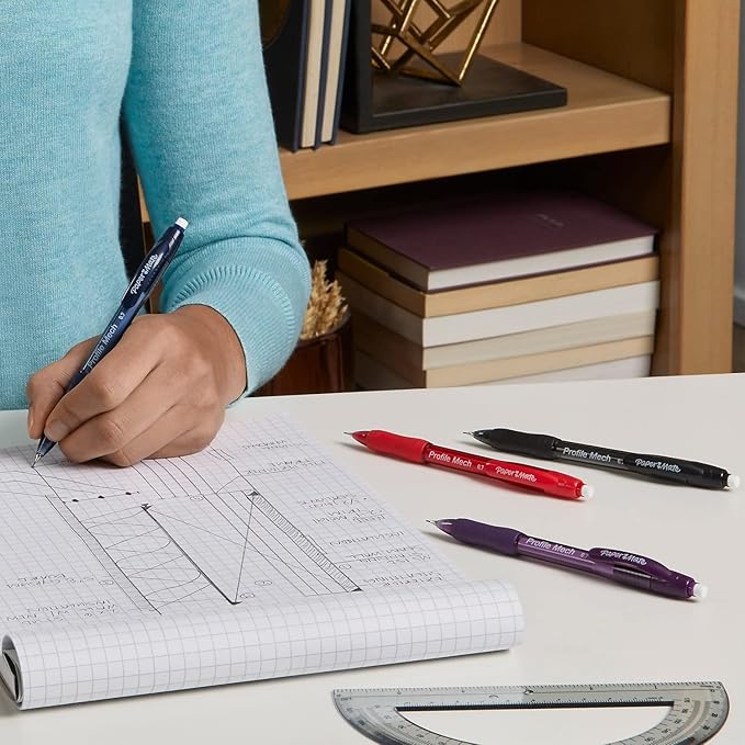 Paper Mate Profile Mech Mechanical Pencil 0.7mm, #2 Pencil Lead, Great for Office Supplies, Classroom Supplies, Drawing Pencils, Sketching Pencils, Assorted Barrel Colors, 8 Count