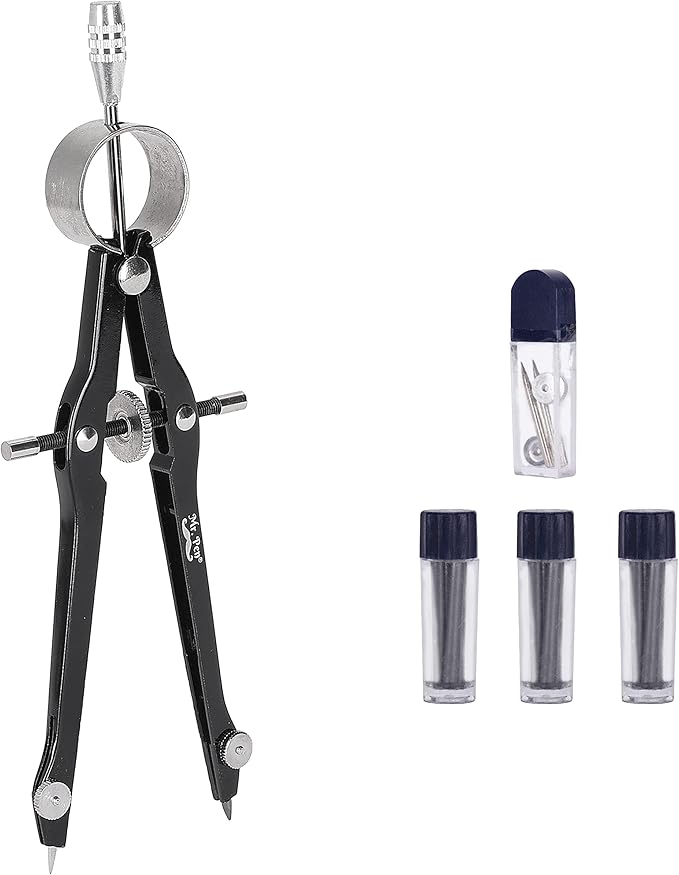 Mr. Pen- Professional Compass with Lock, Black, Compass for Geometry, Drafting Compass, Precision Compass Math, Geometry Compass, Compass Drawing, Compass with Wheel, Metal Compass Geometry